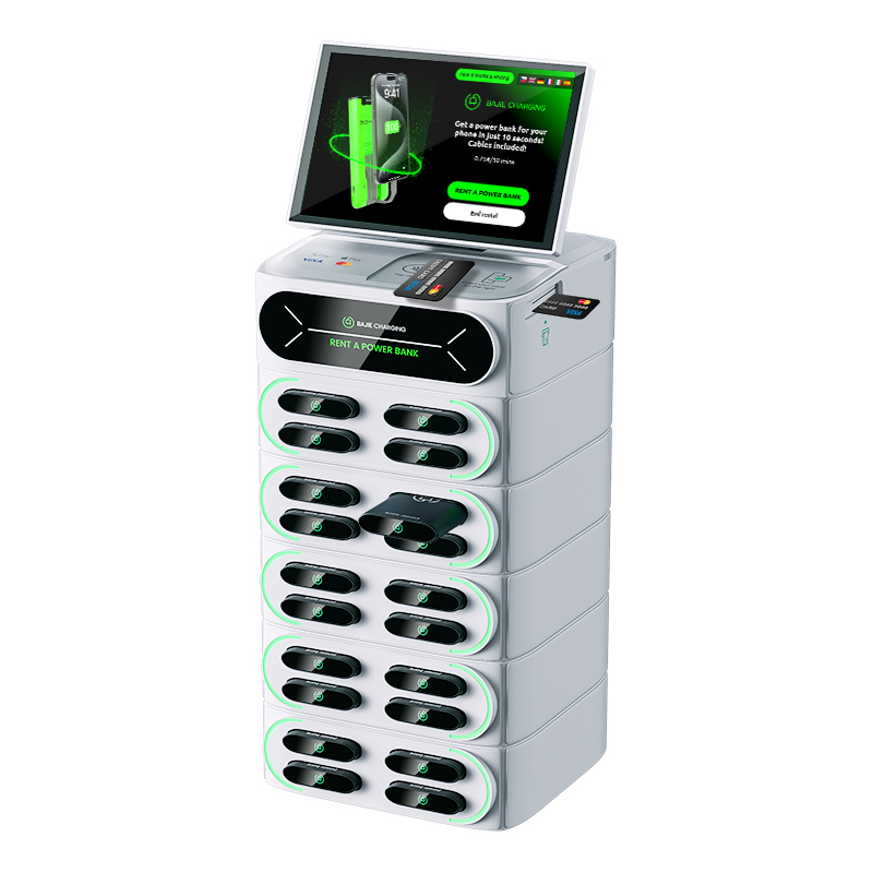 With a stacked credit card rental machine charging cabinet that can be selected with a touchscreen, increasing software interaction customization options, and supporting multiple POS built-in methods.