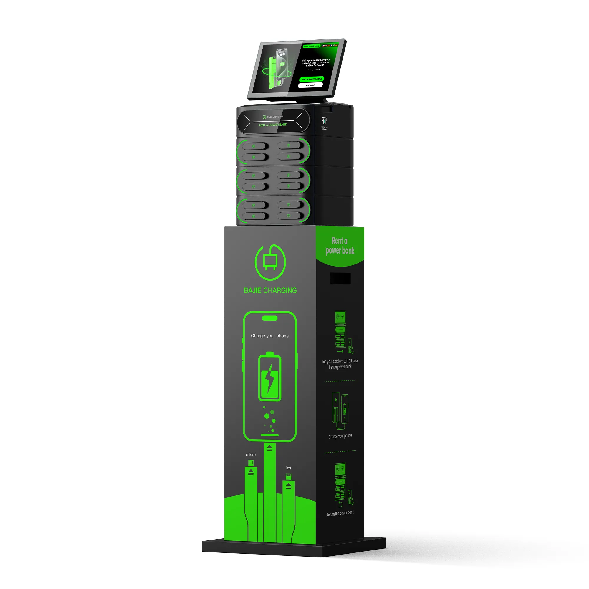 12-Slot Phone Charging Station + Touch & POS