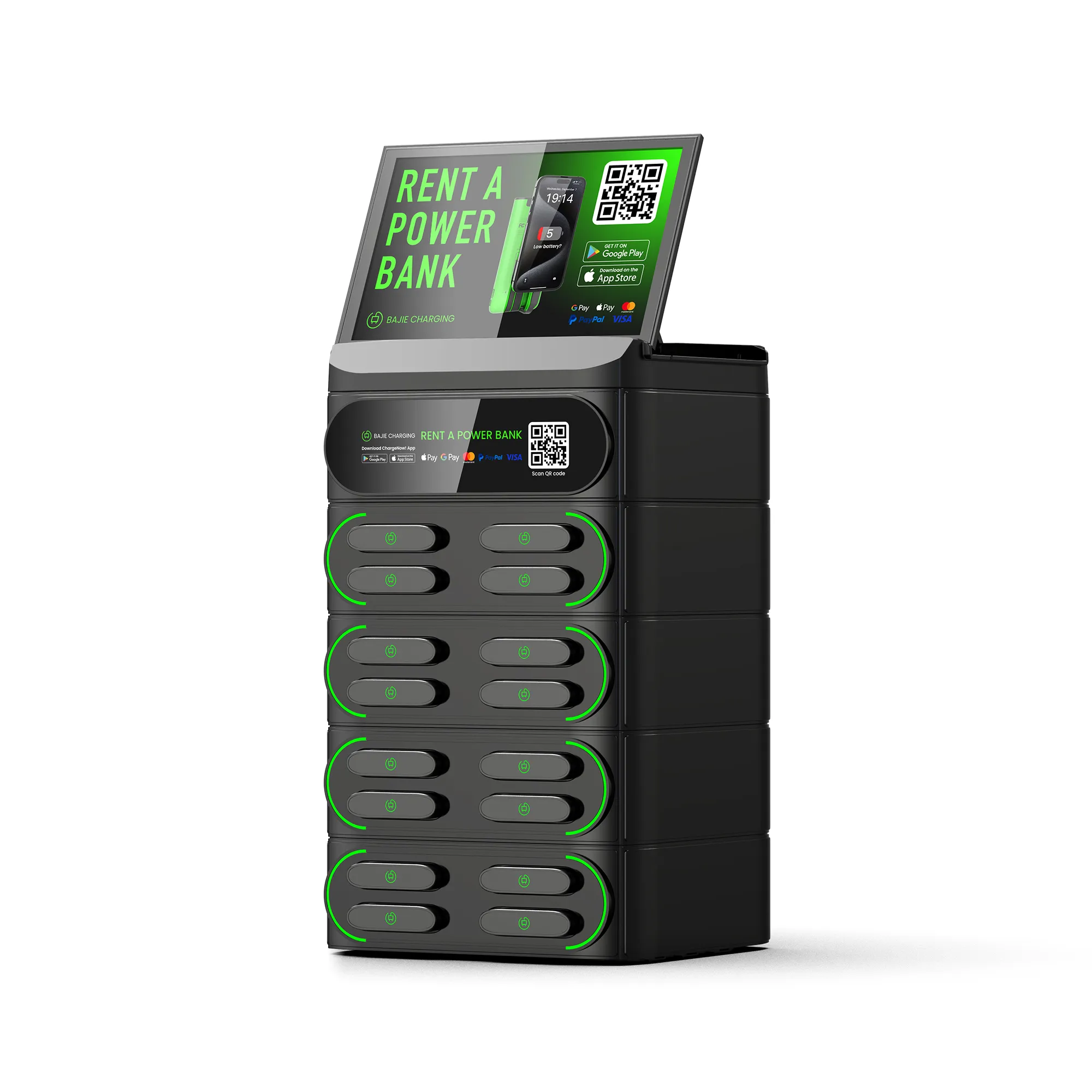 16-Slot Stacked Charging Station With Screen