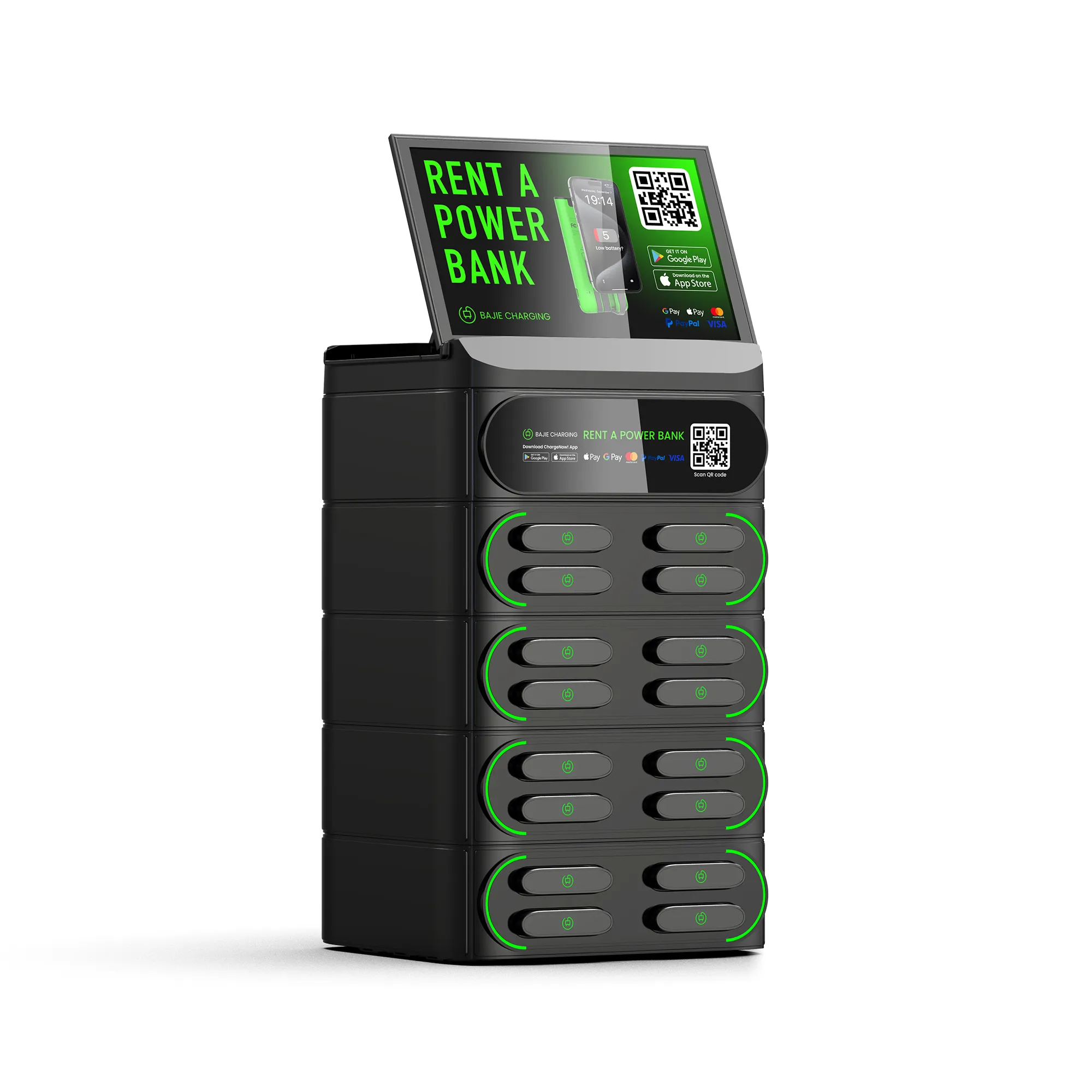 16-Slot Stacked Charging Station With Screen