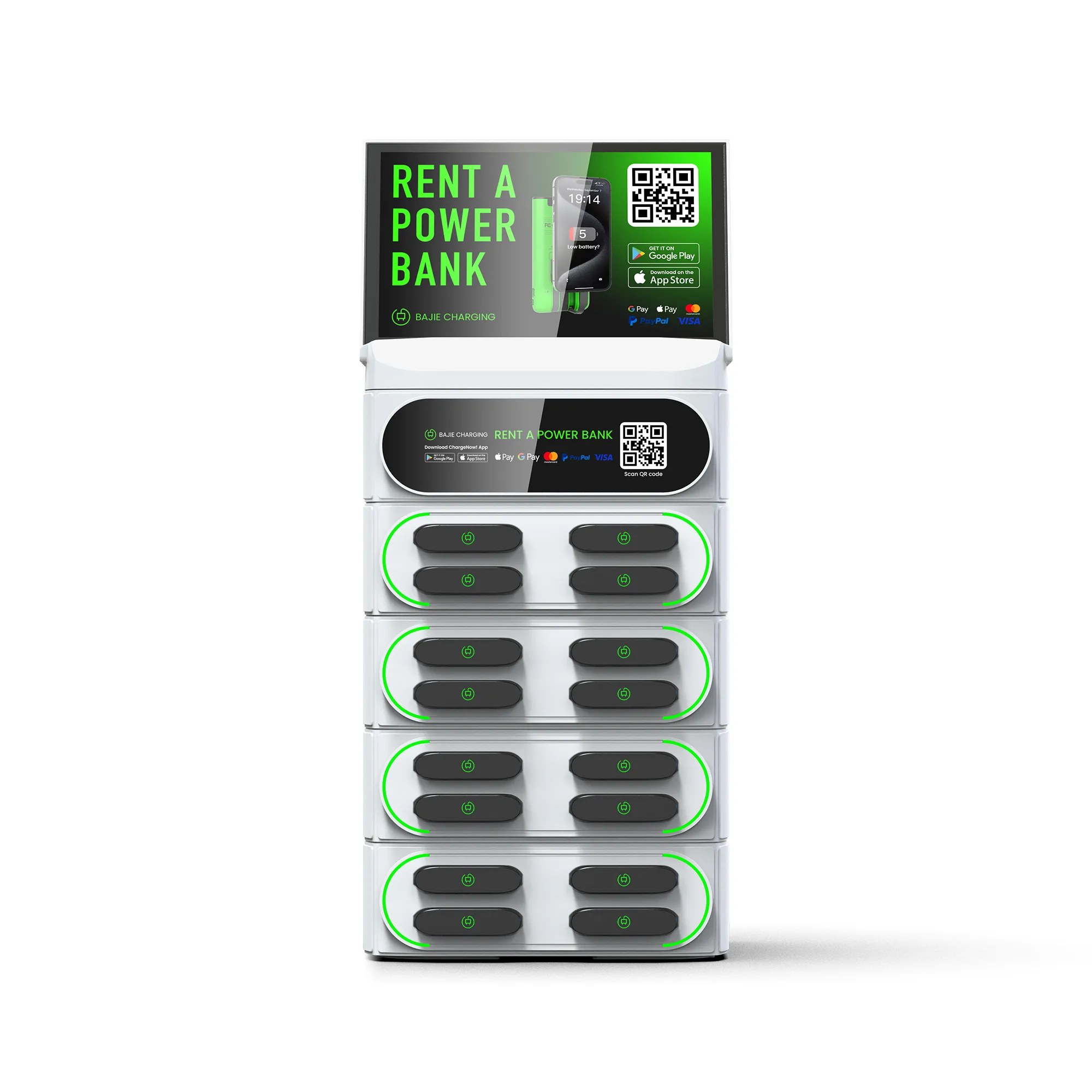 16-Slot Stacked Charging Station With Screen