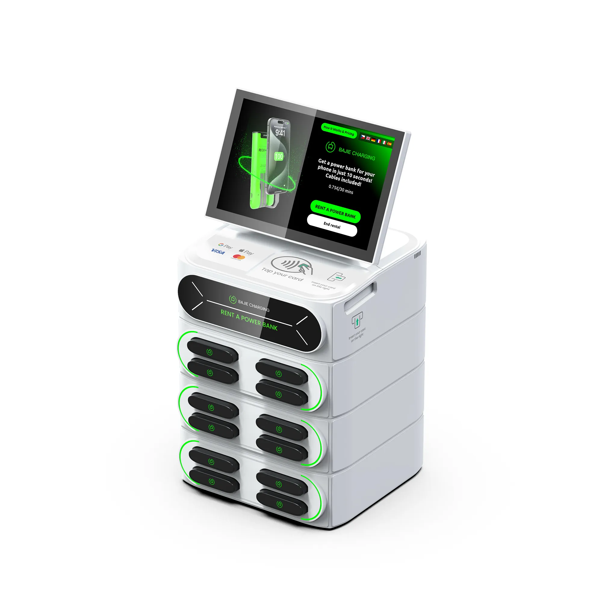 12-Slot Cell Phone Charging Station + Touch & POS