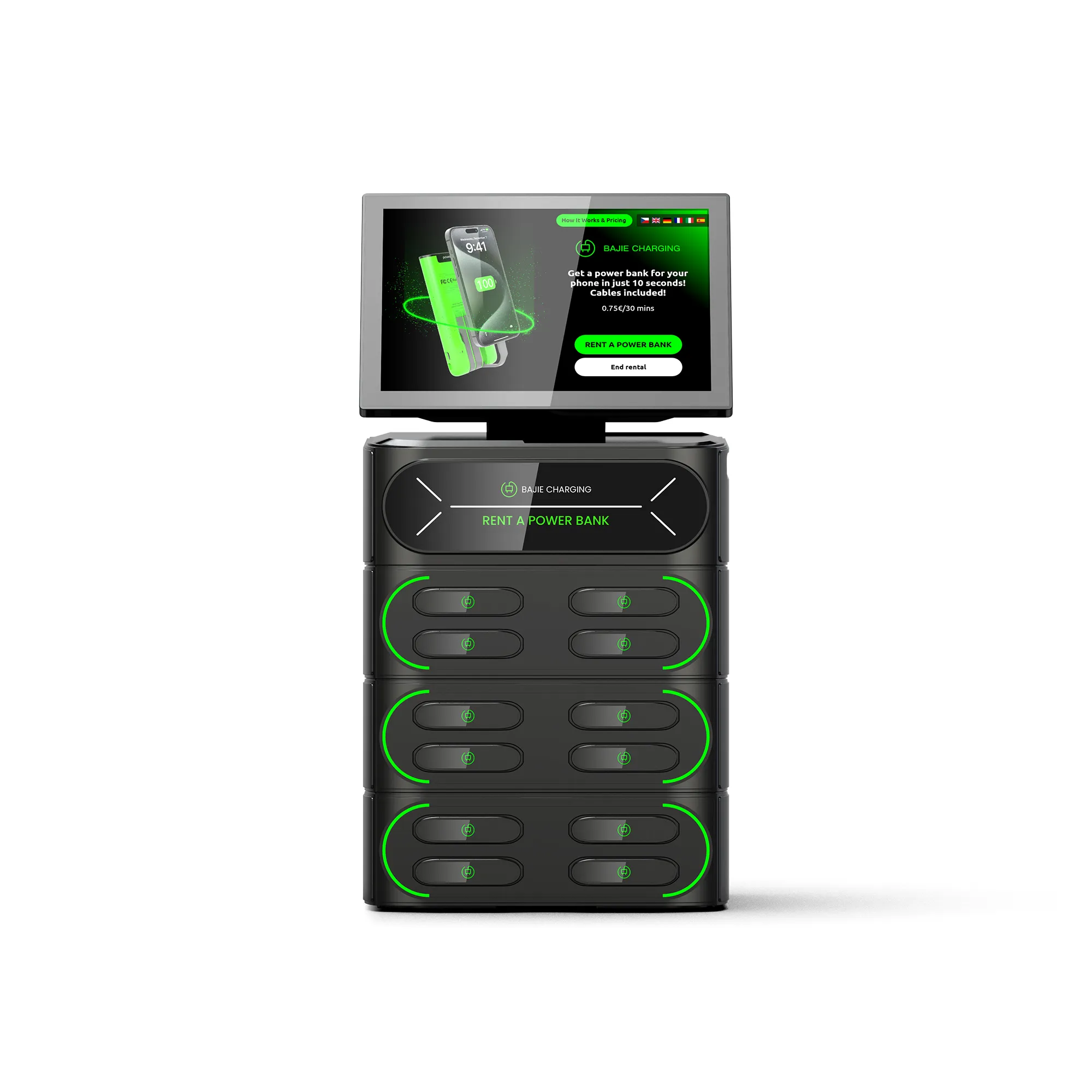 12-Slot Cell Phone Charging Station + Touch & POS