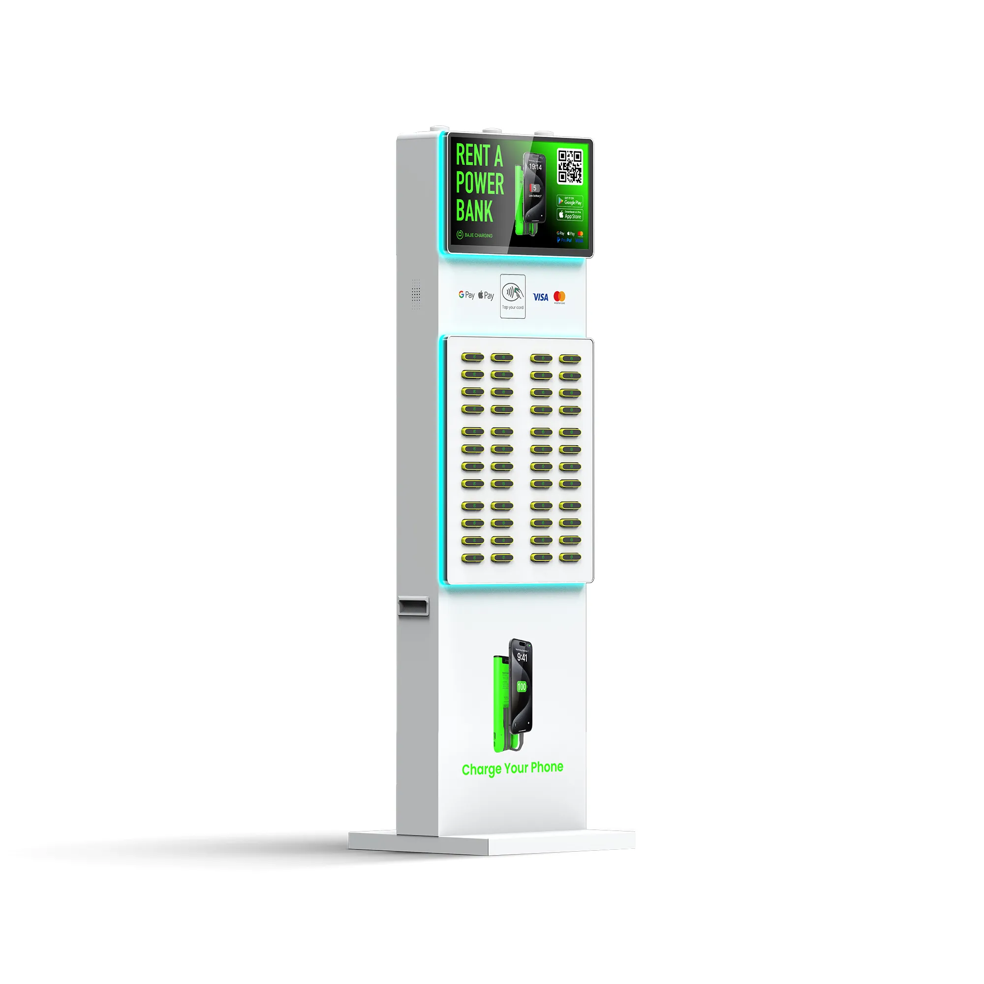 48-Slot Ambient Light Power Bank Kiosk