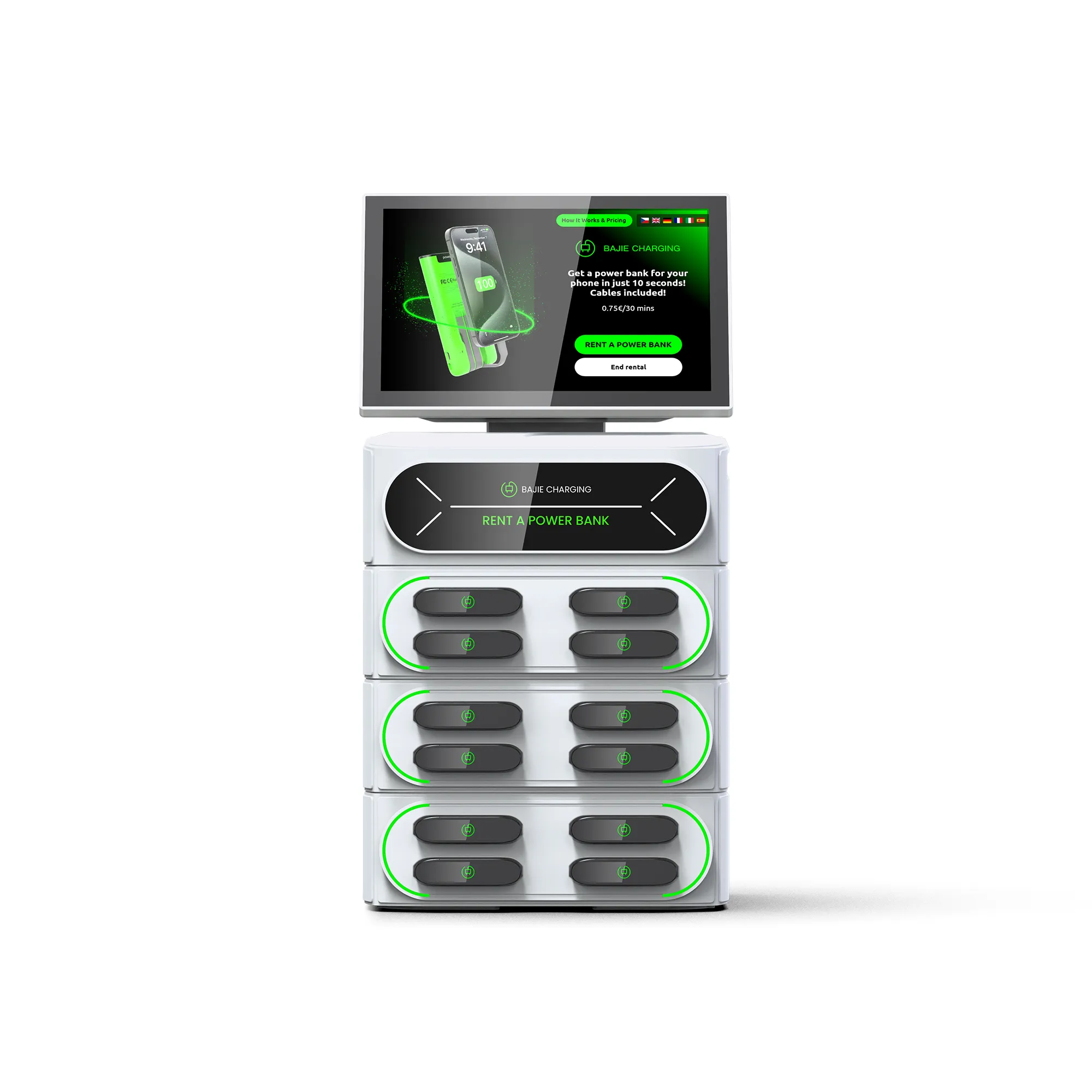 12-Slot Cell Phone Charging Station + Touch & POS
