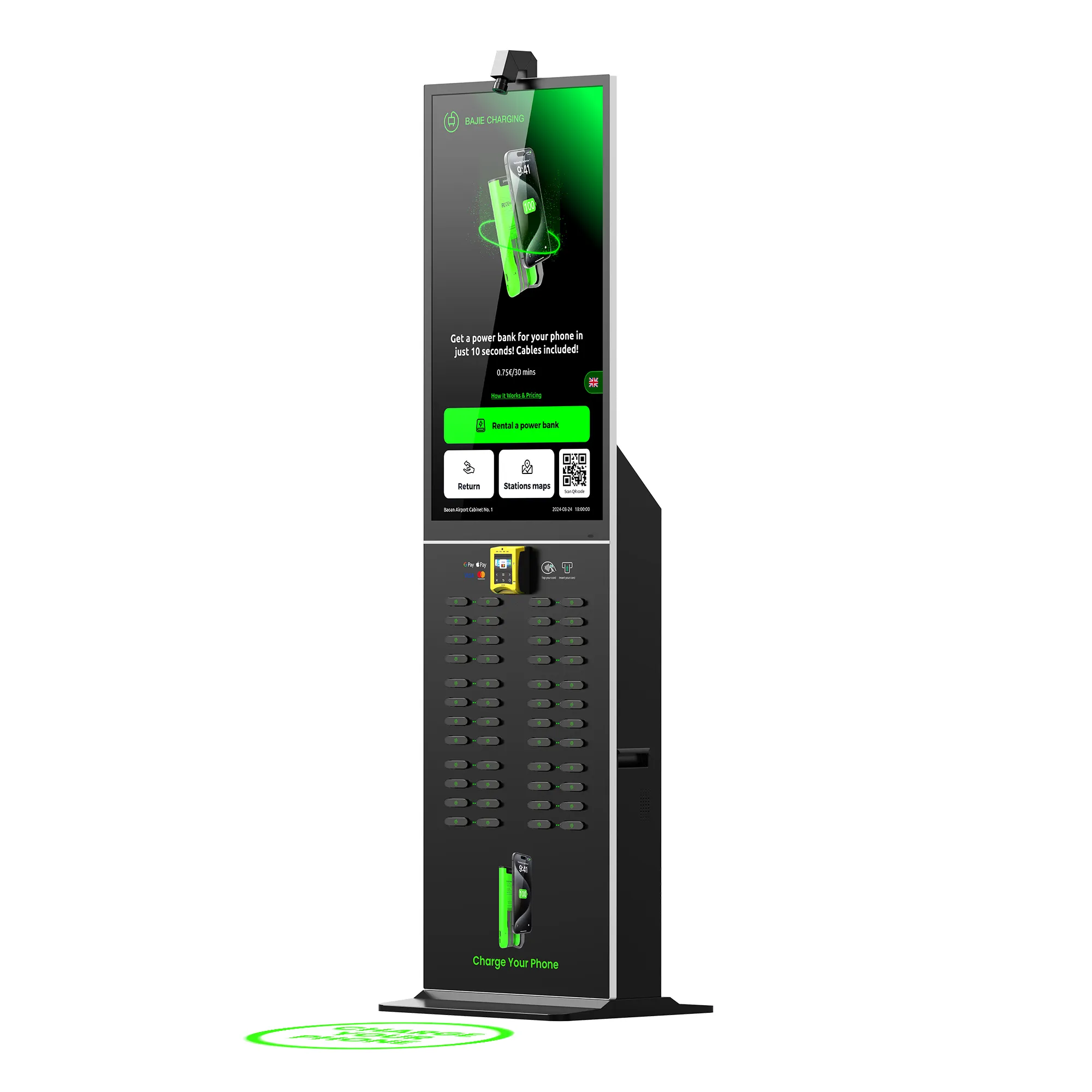 48-Slot Power Bank Kiosk + Touch & POS