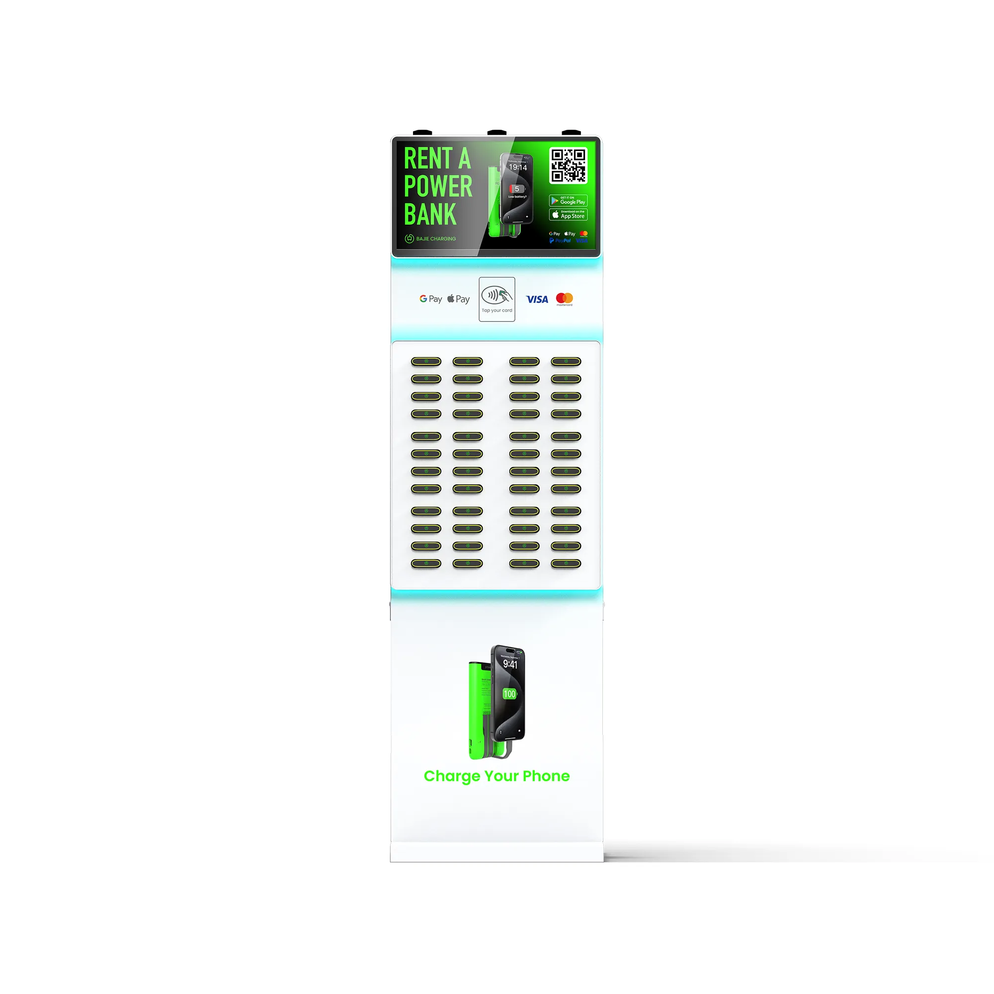 48-Slot Ambient Light Power Bank Kiosk