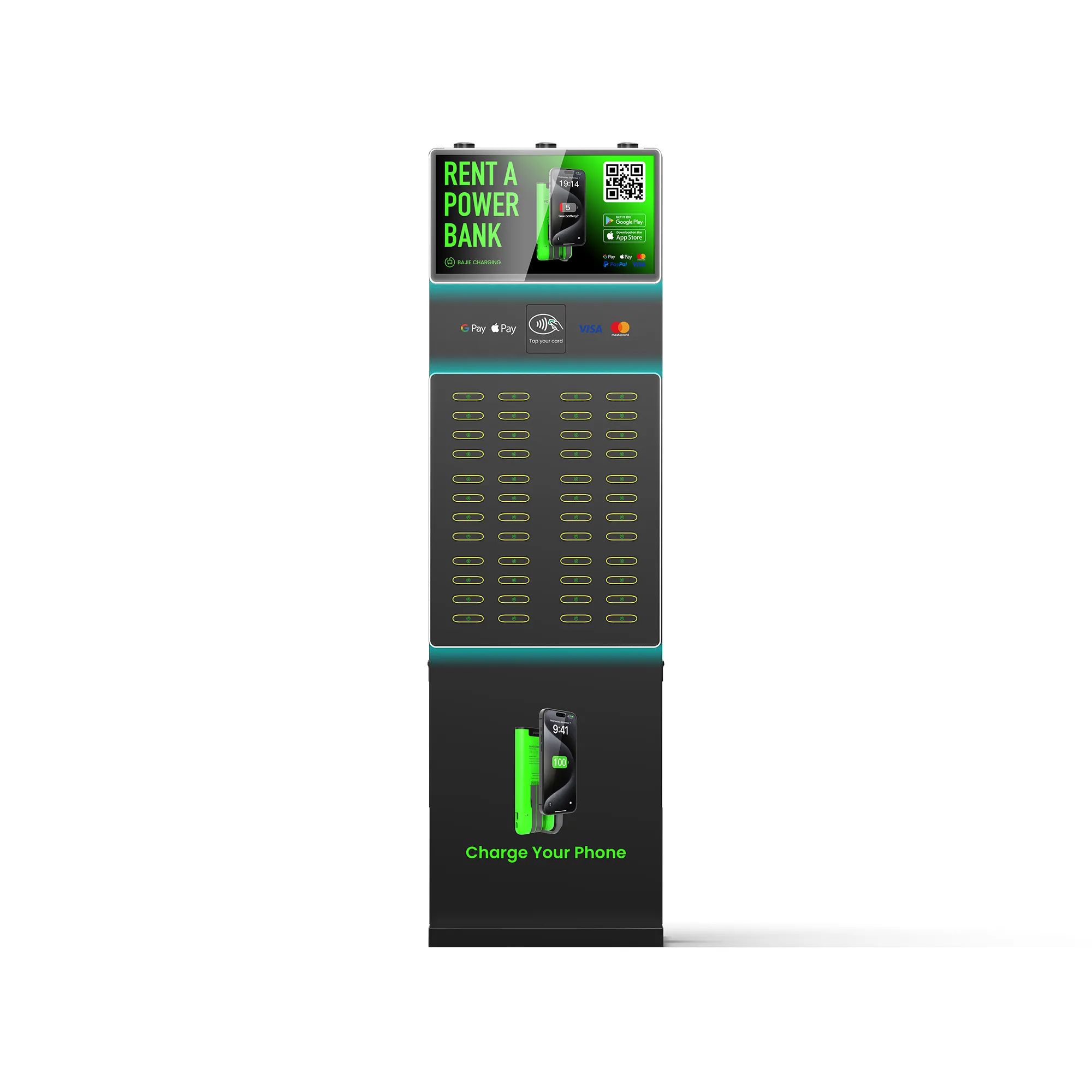 48-Slot Ambient Light Power Bank Kiosk