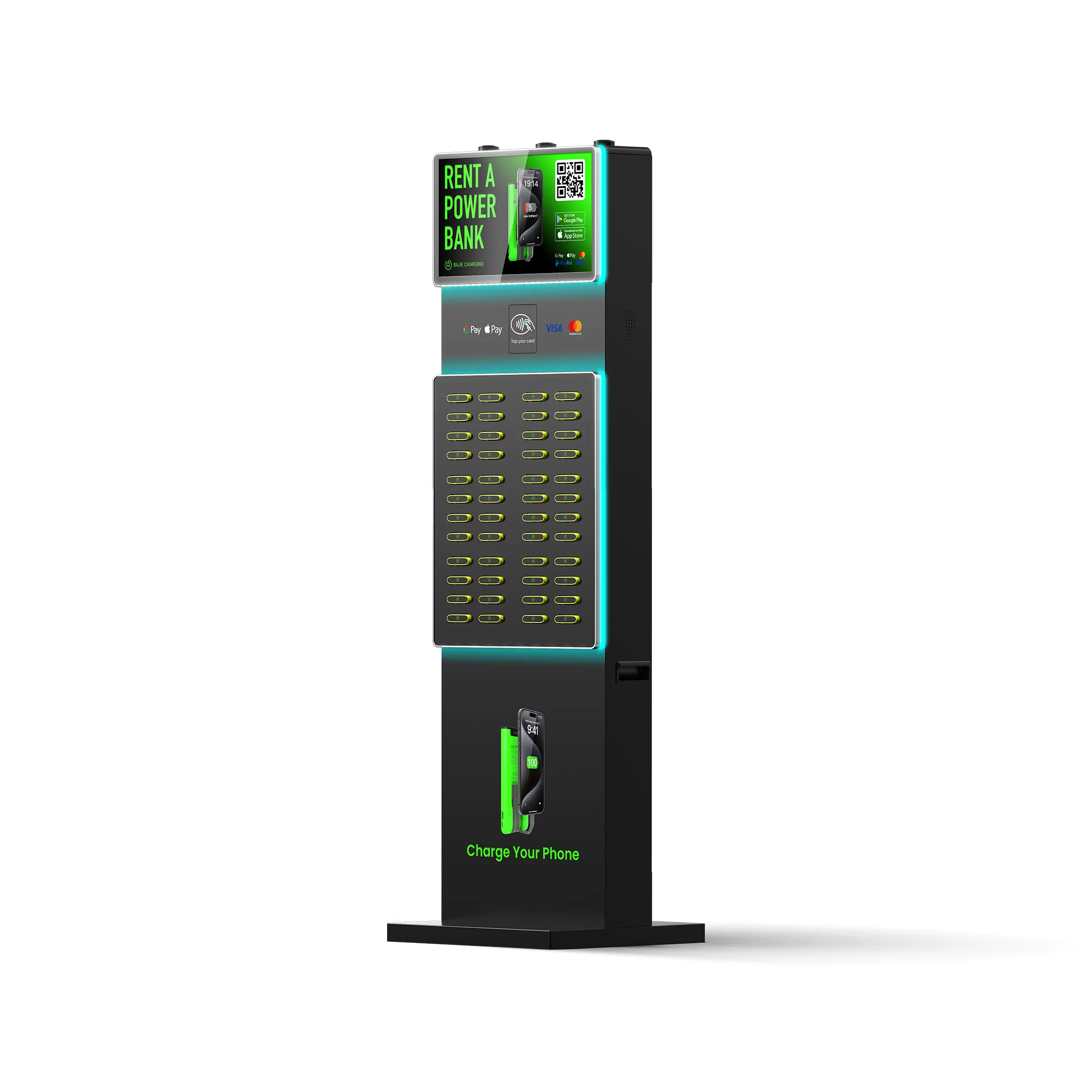 48-Slot Ambient Light Power Bank Kiosk