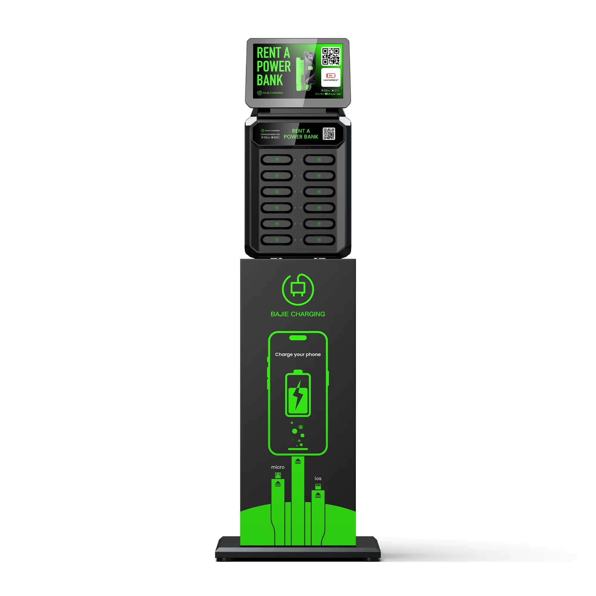 12-Slot Power Bank Rental Machine With Screen