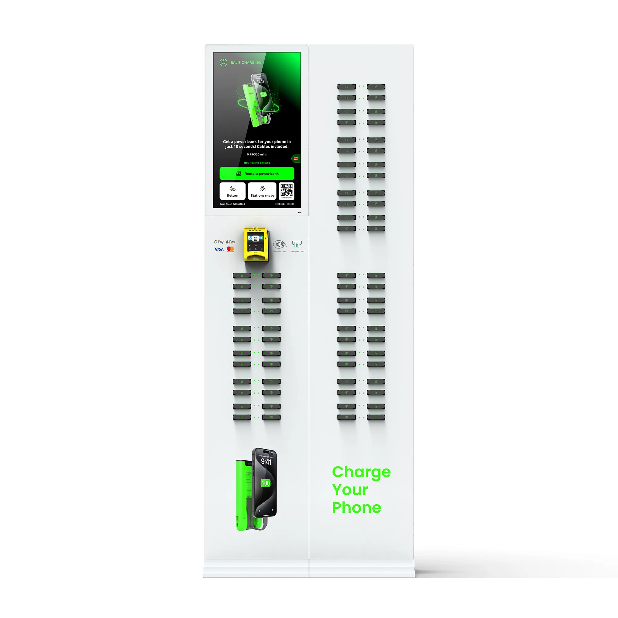 72-Slot Sharing Power Bank Rental Station + Touch & POS