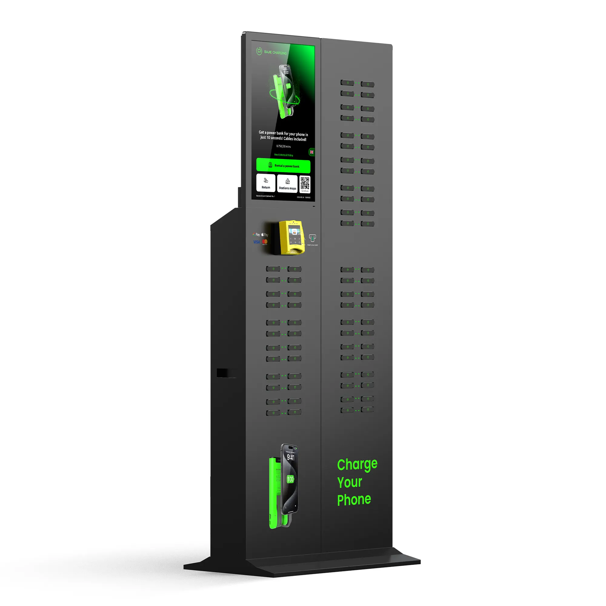 72-Slot Sharing Power Bank Rental Station + Touch & POS