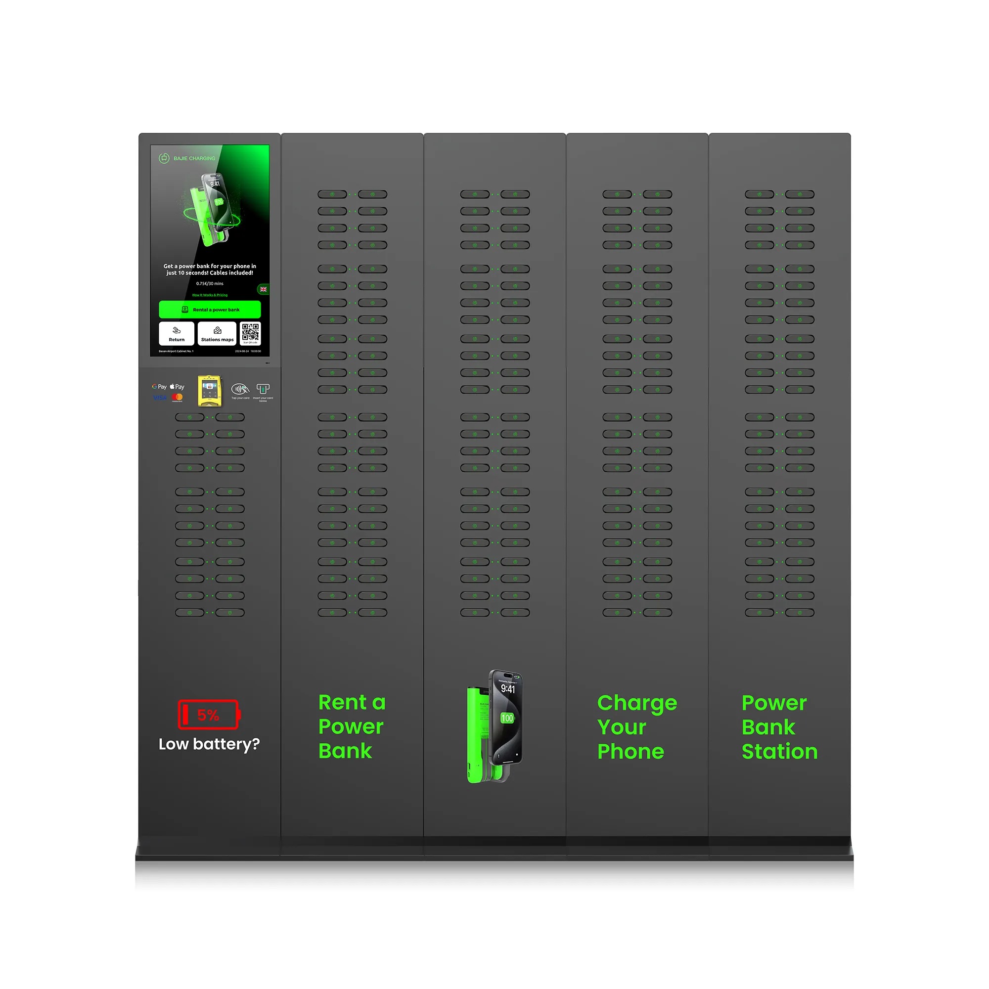 216-Slot Shared Power Bank With Touch Advertising Screen