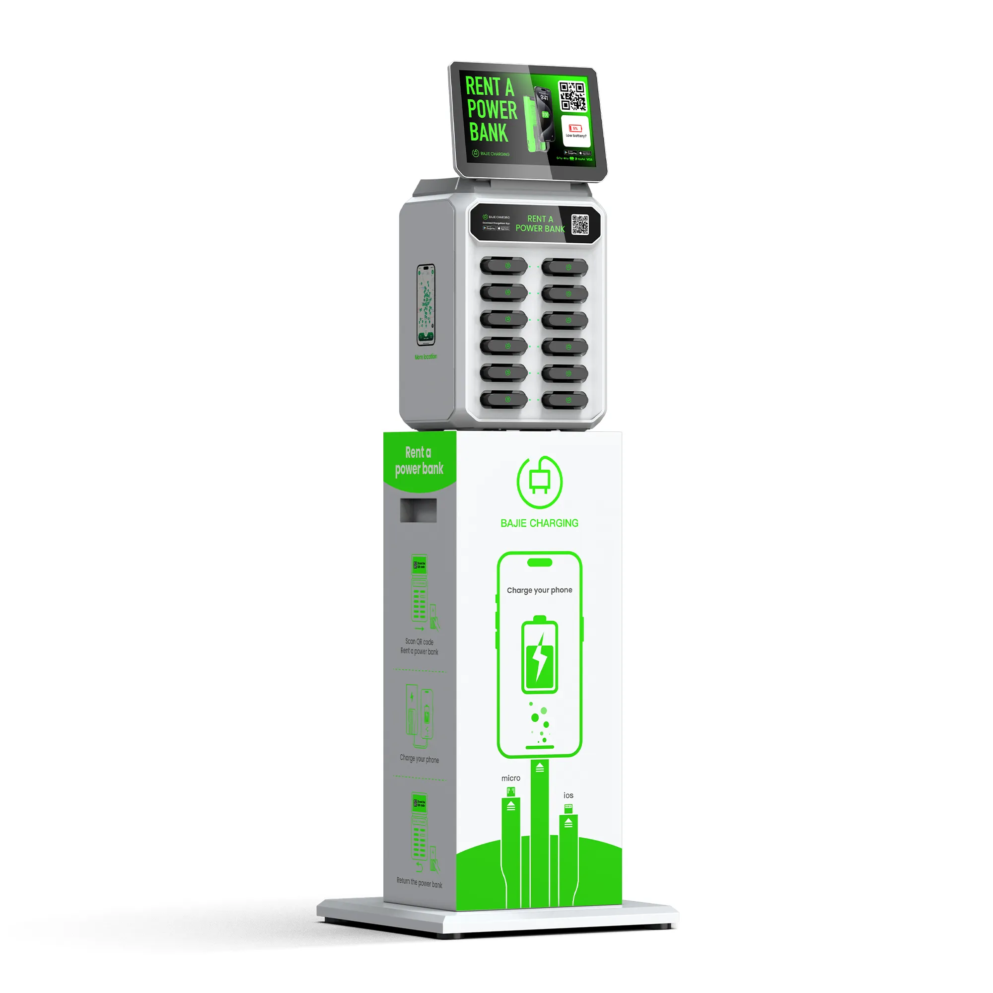 12-Slot Power Bank Rental Machine With Screen