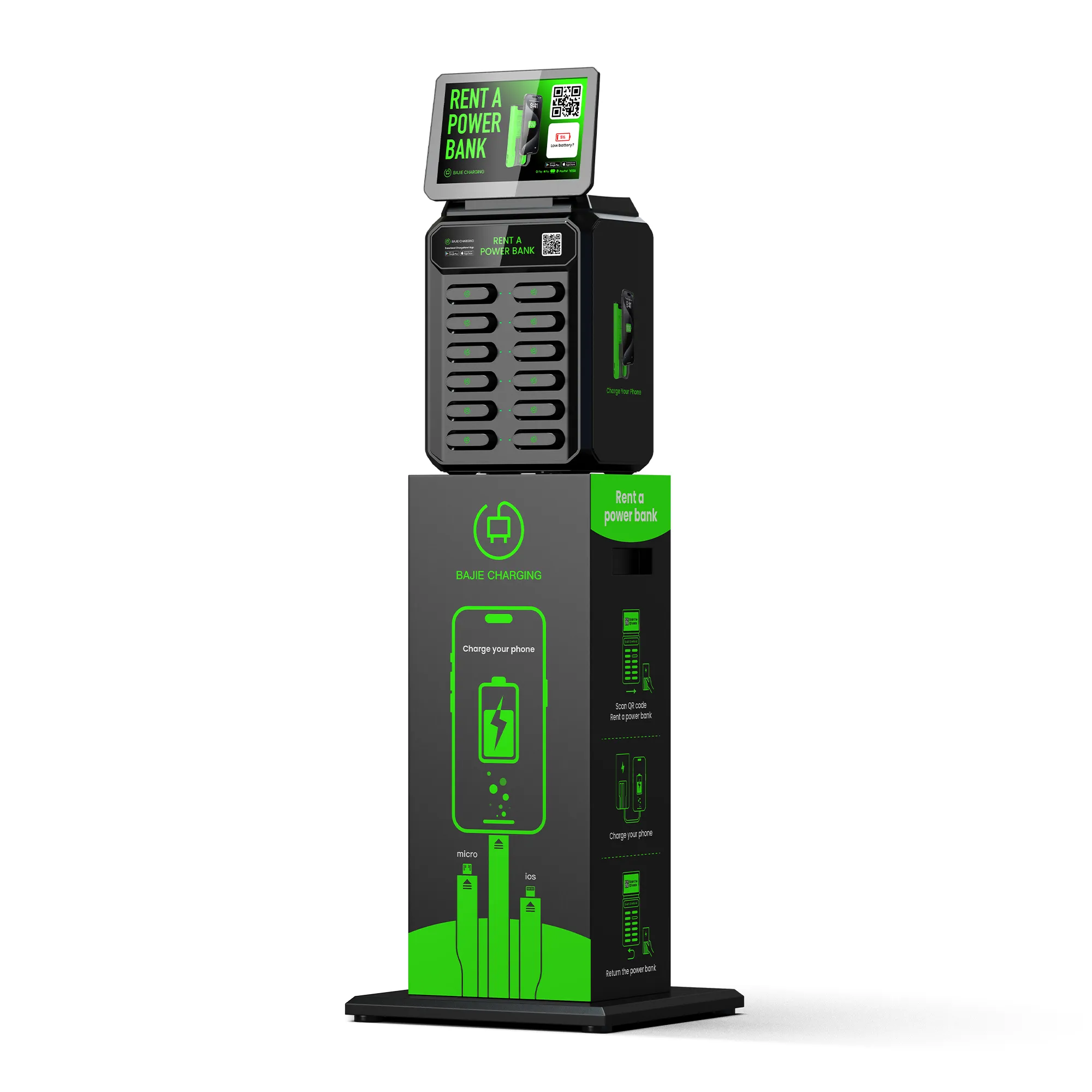 12-Slot Power Bank Rental Machine With Screen