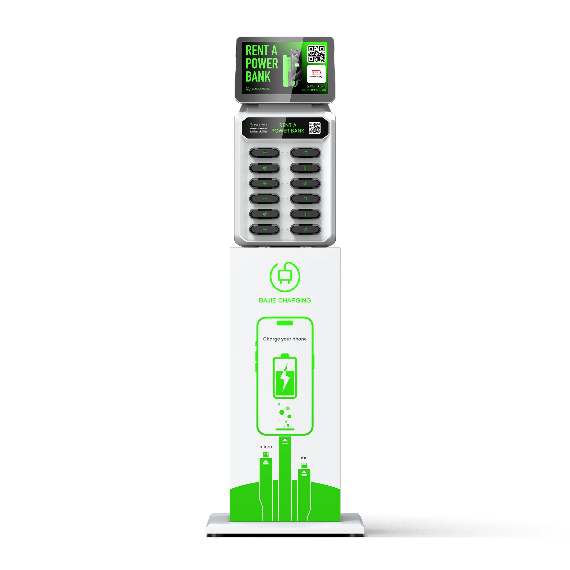 12-Slot Power Bank Rental Machine With Screen