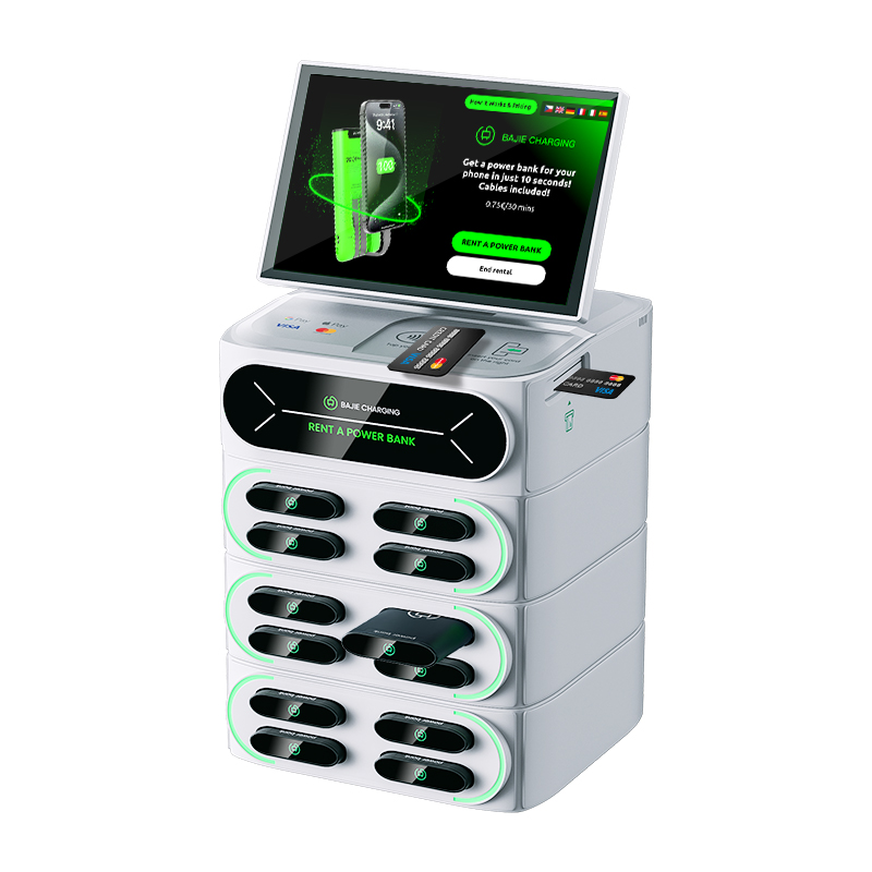 12 slots & touch screen & credit card shared power bank rental station