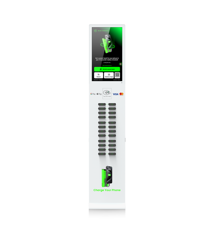 24 slots & with 23.8 inch touch screen & vertical shared power bank rental station