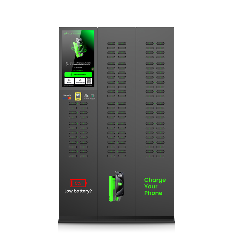 120 slots & with 23.8 inch touch screen & vertical shared power bank rental station