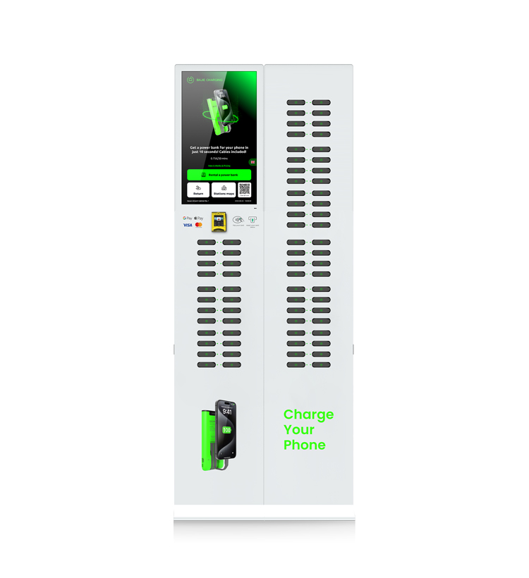 72 slots & with 23.8 inch touch screen & vertical shared power bank rental station