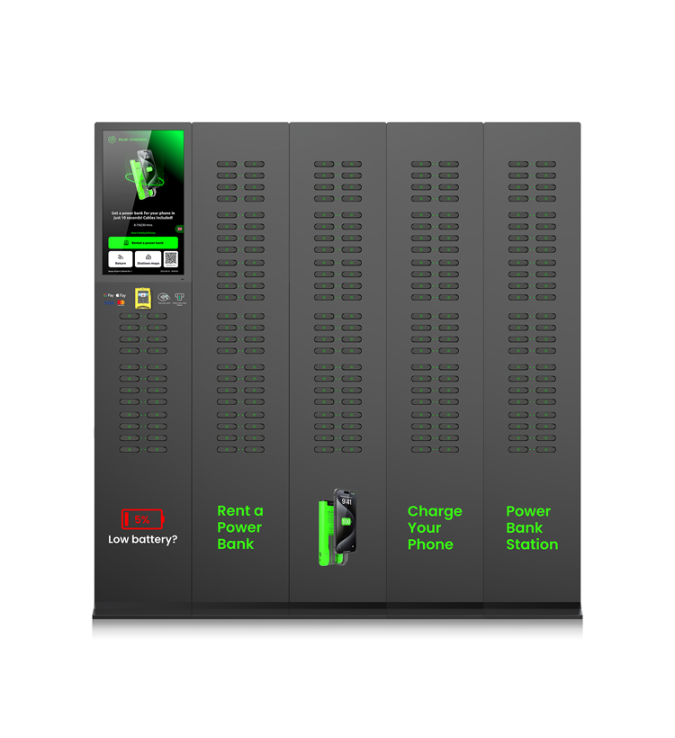 216 slots & with 23.8 inch touch screen & vertical shared power bank rental station