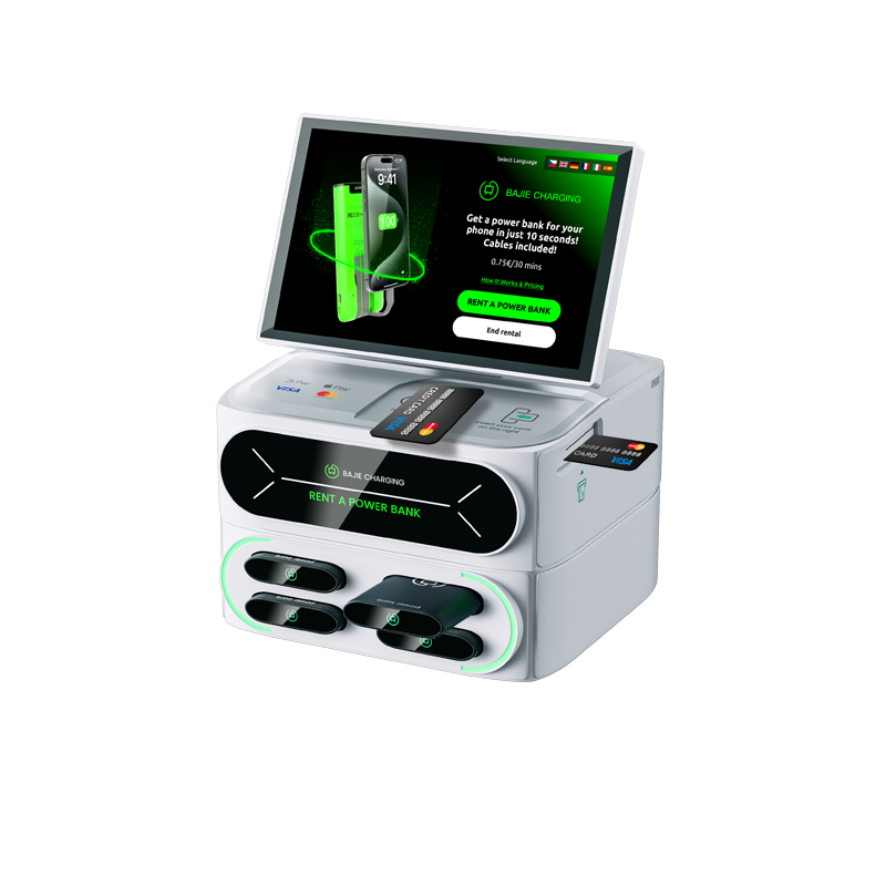 4 slots & touch screen & credit card shared power bank rental station