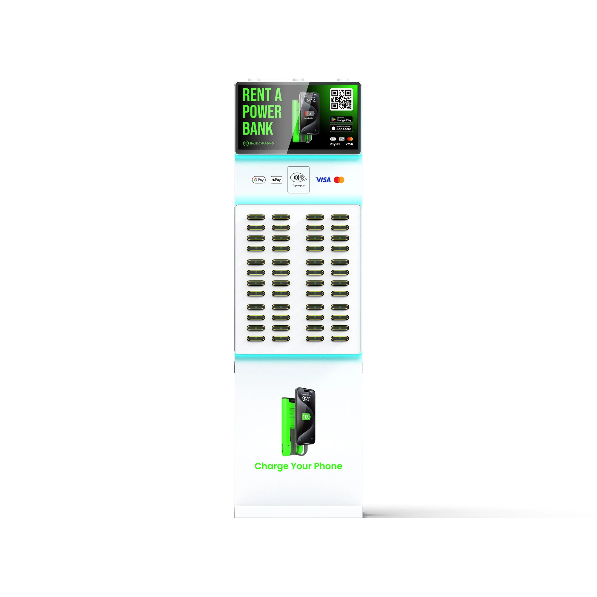 ​​48-Slot Ambient Light Power Bank Kiosk​​