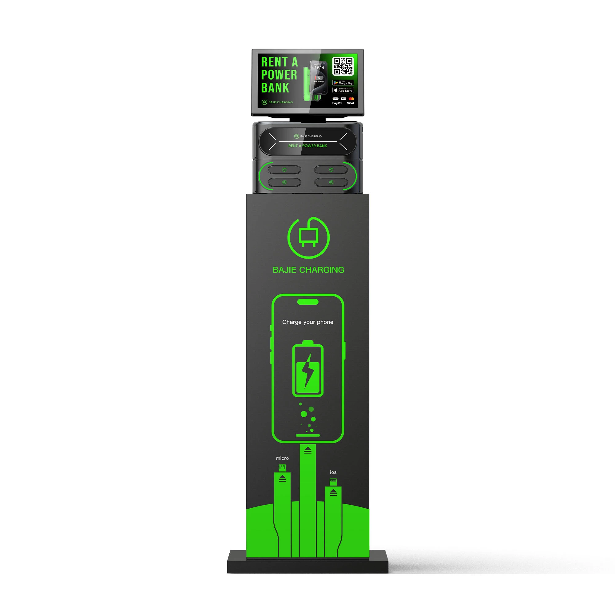 4-Slot Stackable Shared Power Bank Station