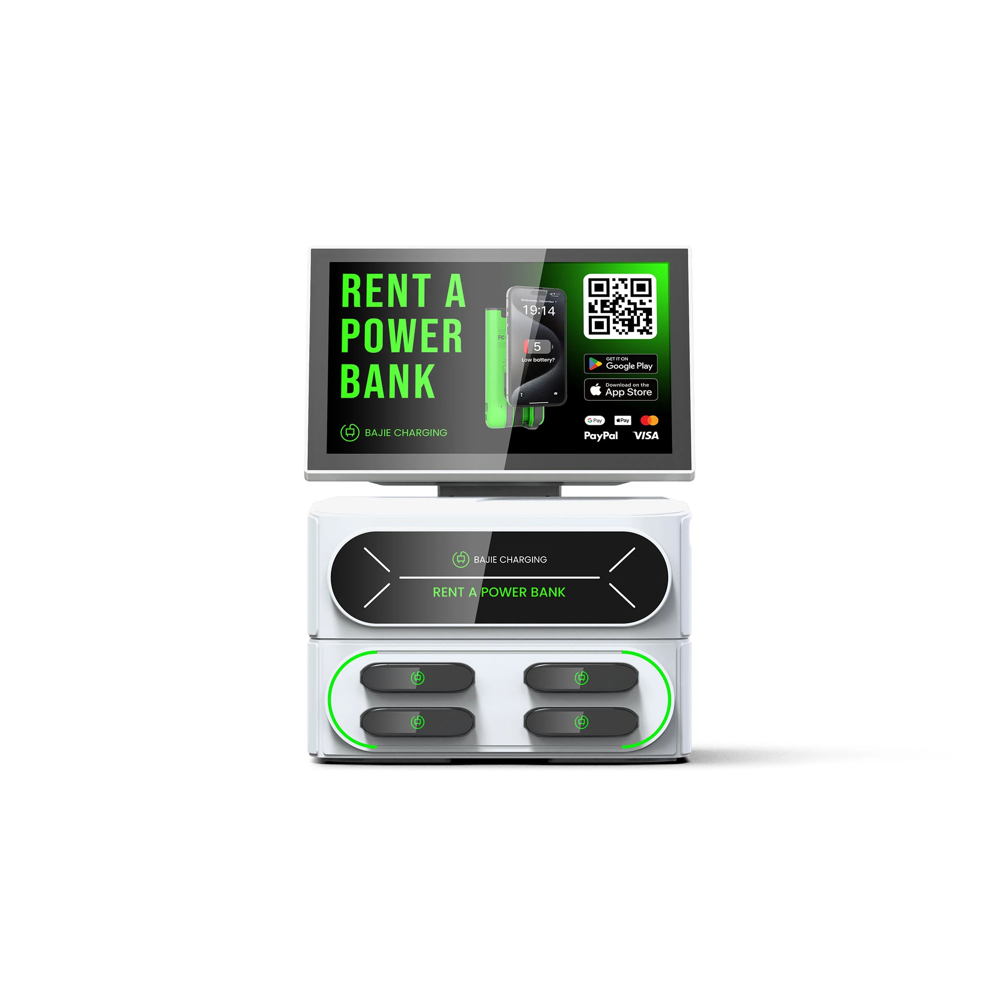 4-Slot Stackable Shared Power Bank Station